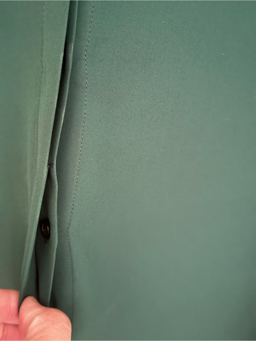 🌲 CeCe Women's 3/4 Sleeve Button Down Dark Forest Green Collar Blouse - Size L - Picture 7 of 12